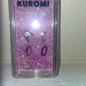 Steel Kuromi Skull Nose Stud & Hoop 6 Pack